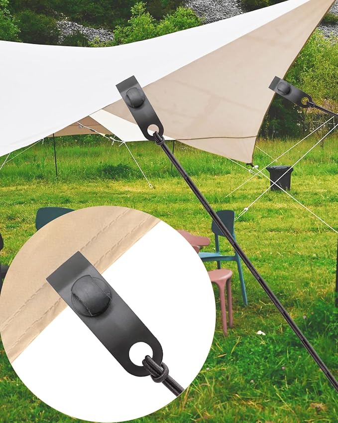 Tarp Clips Lock Grip, 20 Pack Tarp Clamps Heavy Duty and Ball Bungee Cords Set, Tent Clips with 6 Inch Bungie Cord Balls for Awnings Camping, Patio Umbrellas, Pool Awning Cover