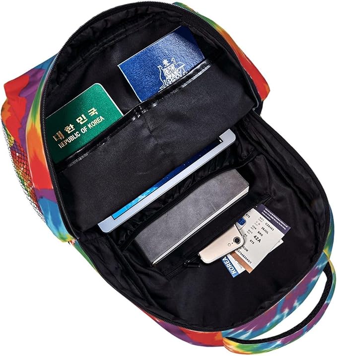 Lightweight Rucksacks for Climbing Outdoors Walking Cycling, Large Capacity Anti-Theft Multipurpose Carry On Bag, Colorfu Tie Dye Art Camping Outdoor Backpack