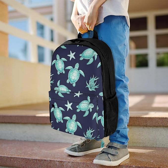 Versatile Polyester Backpack with Large Capacity for Business and Casual Activities, Sea Turtle Tavel Hiking Camping