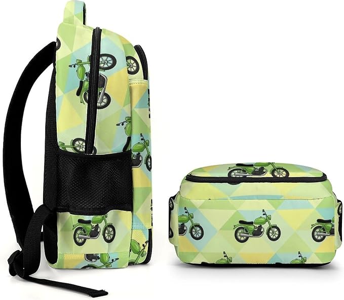 Water Resistant Laptop Backpack Motorcycle Motorbike Motor Bicycle Dirt Bike Mint Gree, Business Anti Theft Computer Bag with Water Bottle Pockets for College Men Women