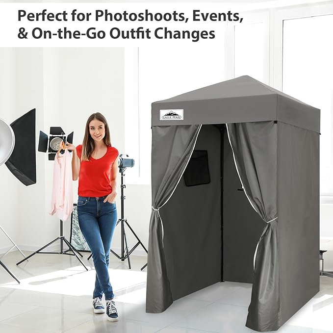 EAGLE PEAK Flex Ultra Compact 4x4 Pop-up Canopy, Sun Shelter, Changing Room, Portable Privacy Canopy Cabana for Pool, Fashion Photoshoots, or Camping, Dark Gray