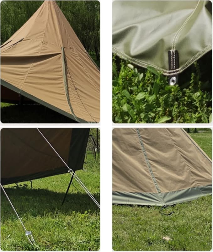 Outdoor Teepee Tent for 8 People, Waterproof 4 Seasons Family Pyramid Tent Camping Backpacking Hiking Mountaineering Easy Set Up - 600 * 600 * 350CM