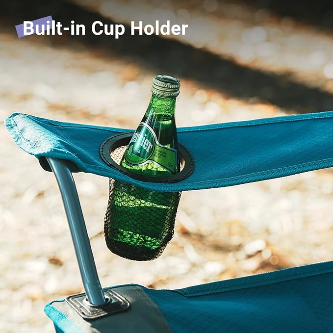 Camping Chairs Lawn Portable Foldable Camp Folding Lightweight Chair for Adults with Drink Holder and Cooler Pouch Outdoor for Camping, Lawn, Sports, Picnic, Beach, Music Festival, Blue