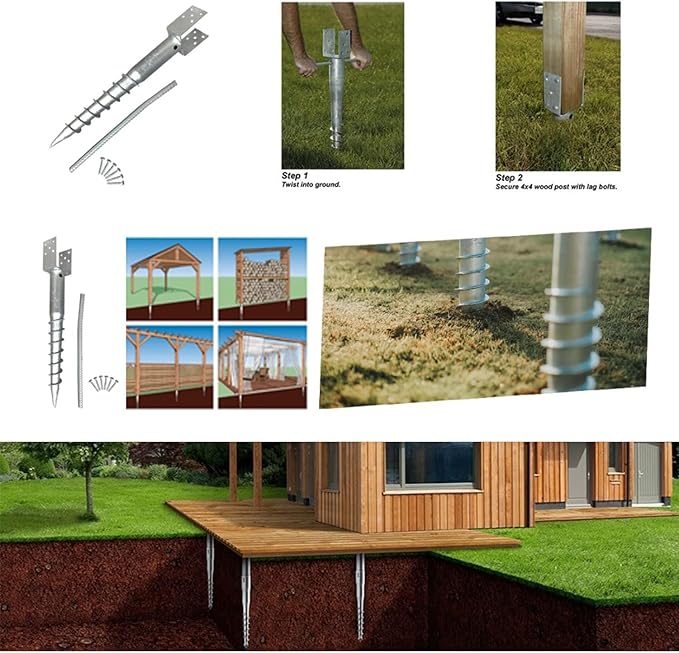 Ashman Ground Screw (2 Pack), No Dig, U-Model Screw in Post Stake - 27" Inch Long, Fits Standard 4x4 (3.5" X 3.5" Inch) Great for Mailbox Posts.