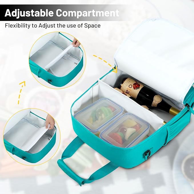 MIER Backpack Cooler 24 Cans Insulated Double Deck Soft Coolers Bag Lightweight Lunch Back Pack Women Men for Beach Travel Work Fishing,Teal