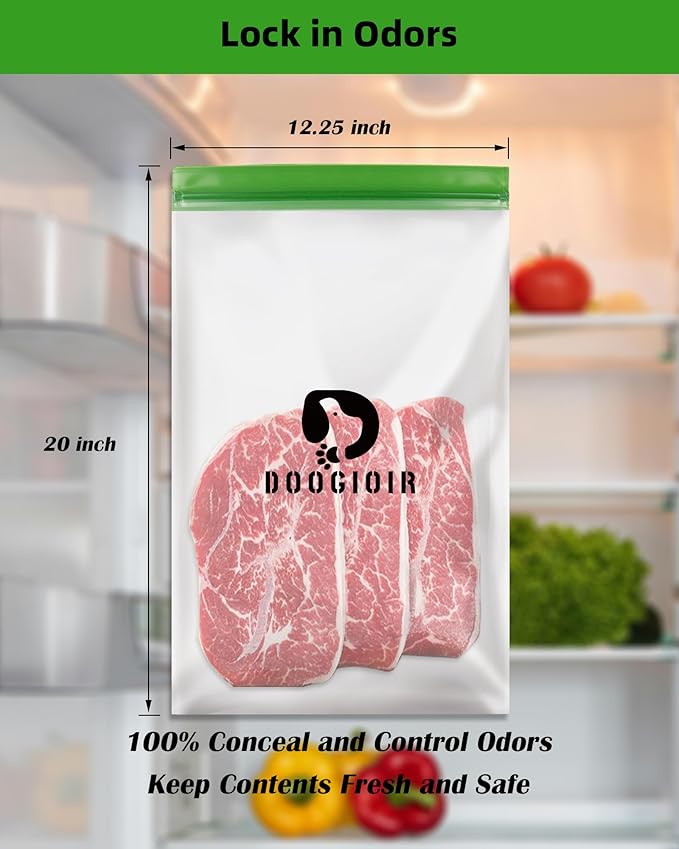 Reusable Odor Proof Storage Bags - 12x20 Inch Double Seal Odor Barrier Bags for Backpacking, Camping and Household, Lock in Odors, Keep Contents Fresh and Waterproof, 4 Pack