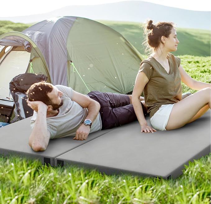 Tangkula Memory Foam Sleeping Pad, Roll Up Floor Mattress with Carry Bag, Non-Slip Bottom, Guest Floor Folding Bed for Sleepover, Portable Camping Mattress for Indoor Outdoor Car Travel Cot Tent