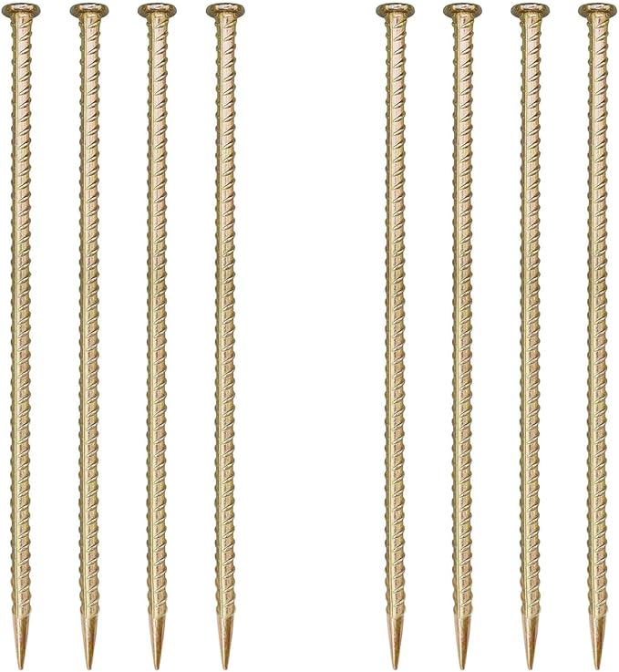 16 Inch Rebar Stakes,8 Pack Metal Rebar Support，1/2 Inch Diameter Galvanized Steel Ground Anchors，Heavy Duty Plant Support Garden Stake for Speed Bump, Wheel Stop, Tent...