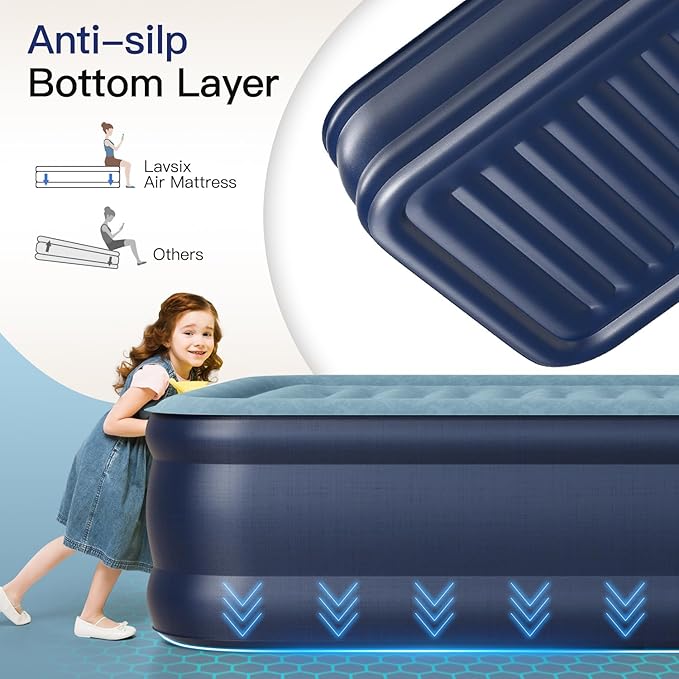 Queen Air Mattress 20” Top Pillow with Built in Pump, 2 Mins High Speed Inflation Luxury Auto Stop Pump Blow Up Mattress Comfort Air Bed, Colchones Inflables