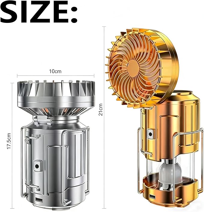 Solar Camping Lantern with Fan, Collapsible LED Lantern USB Rechargeable Solar Powered Camping Light with Phone Charger, Portable Emergency Lantern for Power Outage, Hiking, Tent (Mix)