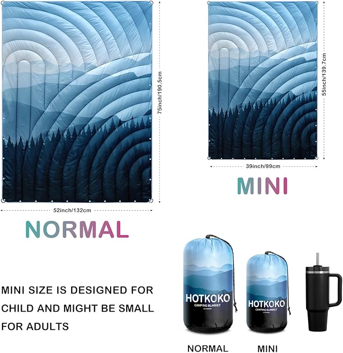 Mini Camping Blanket,Lightweight Down Alternative Puffy Blanket Packable Outdoor Blanket for Camping,Traveling, Stadium, Hiking, Picnics