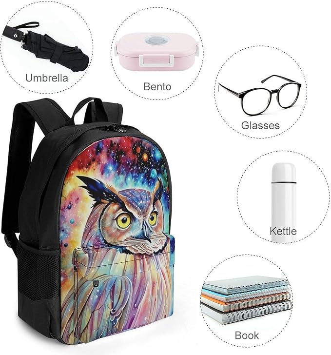 Lightweight Rucksacks for Climbing Outdoors Walking Cycling, Large Capacity Anti-Theft Multipurpose Carry On Bag, Owl Space Cartoon Camping Outdoor Backpack