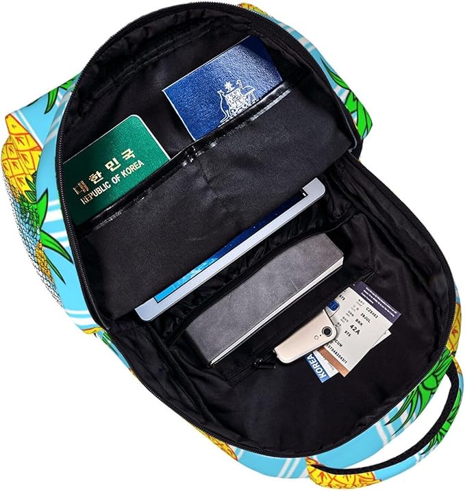 Backpack Polyester Multipurpose Anti-Theft Pineapple Pattern Shoulder Bag Big Capacity Gym Outdoor Hiking Backpack With Padded Straps