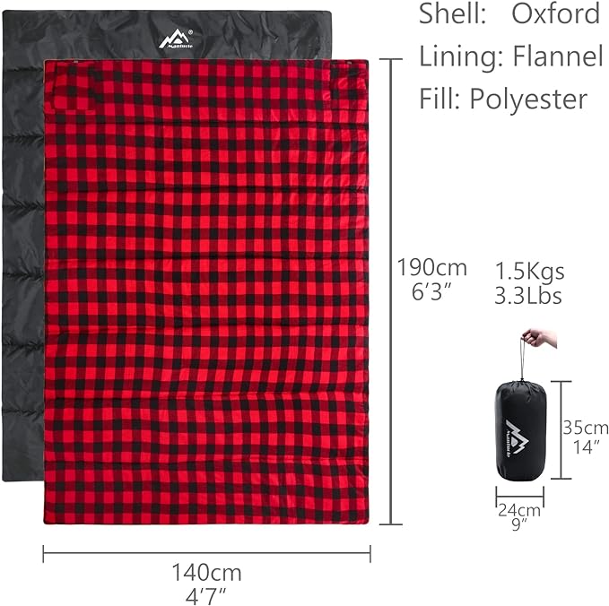 Heated Sleeping Bag pad, Heated Sleeping Bag Liner, 5 Heating Zones, Multi USB Power Supported, Operated by Battery Power Bank or Other USB Power Supply, Compact Bag Included.