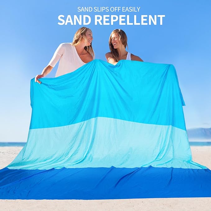 Beach Blanket, Sandproof Beach Mat, Waterproof Quick Drying Lightweight Outdoor Aztec Picnic Mat 79" X 83"/120"x108" for 2-8 Adults for Travel, Camping, Hiking