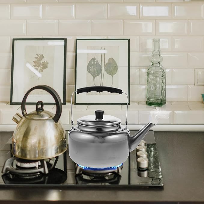 Stainless Steel Water Kettle 63OZ Outdoor Teapot with Anti-Scald Handle Portable Tea Kettle for Home and Camping Silver