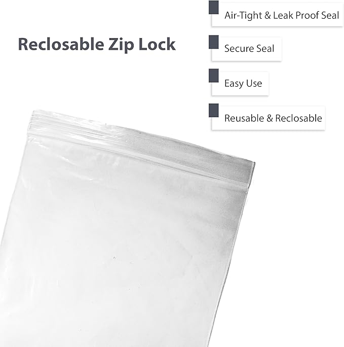 100-Pack 4" x 6" Reclosable Zip Bags – Durable & Convenient Storage Solution