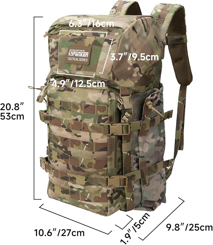 EXCELLENT ELITE SPANKER 40L Camping Hiking Backpack for Men and Women Tactical Military Backpack Large Rucksack Assault Pack Bag for Outdoor Camping, Hiking,Travel Backpacking(Multicam)
