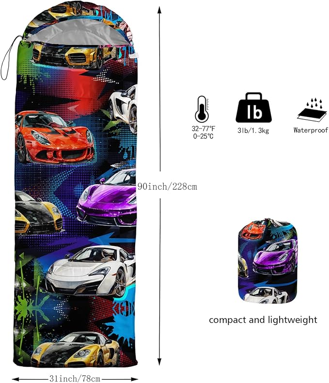 Sleeping Bags for Adults and Kids Camping Sleeping Bags for Girls and Boys Lightweight Waterproof Cold/Warm Sleeping Bag for 3 Season