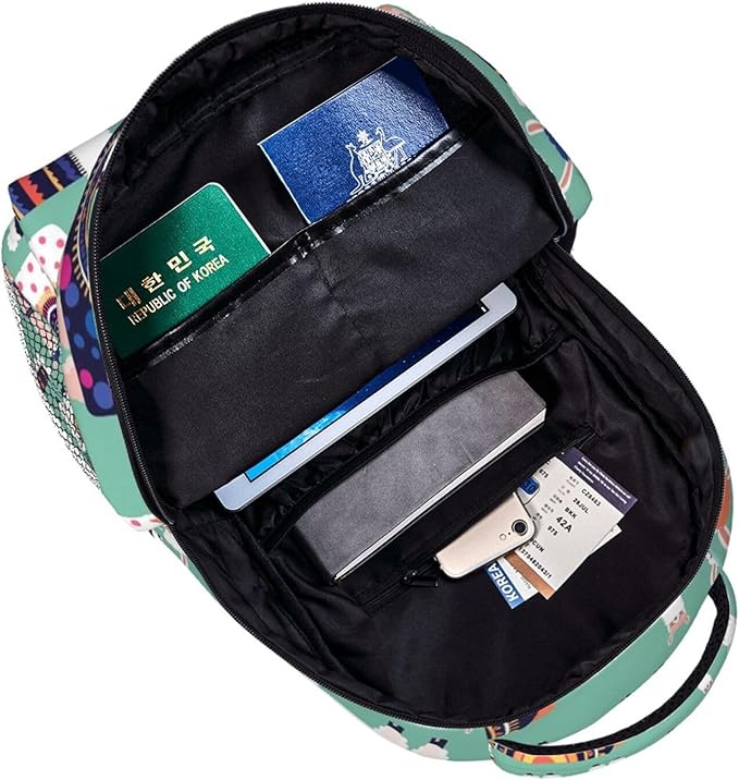 Rucksacks Lightweight Multipurpose Anti-Theft Alpaca Llama Animal Shoulder Bag Big Capacity Traveling Camping Backpack With Side Pockets