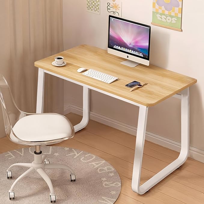 Computer Modern Simple Style Desk for Home Office, 31.5 inch Small Writing Study Corner Work Desk for Bedroom Living Room Natural