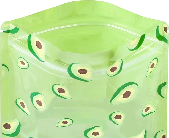 QQ Studio 100 PCS Clear Print Poly Plastic Color Empty Hangover Starter Kit with Resealable Zipper Seal Lock (Avocado, 5.12 inch x 5.12 inch)