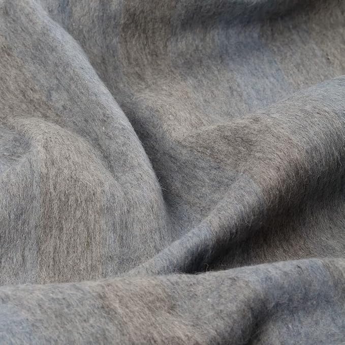 Thick Alpaca Wool Blanket Heavyweight Camping Outdoors Indoors Soft Peru Twin Size Stripes Design (Soft Gray/Soft Blue, Twin Size)