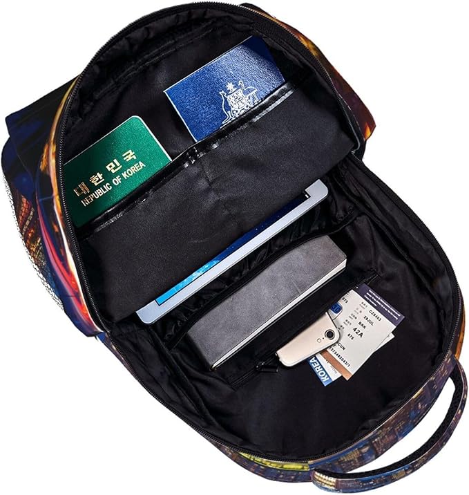 Rucksacks Polyester Anti-Theft Multipurpose Usa Chicago City Skyline Night View Art Carry On Bag Large Capacity Gym Outdoor Hiking Backpack With Smooth Zippers