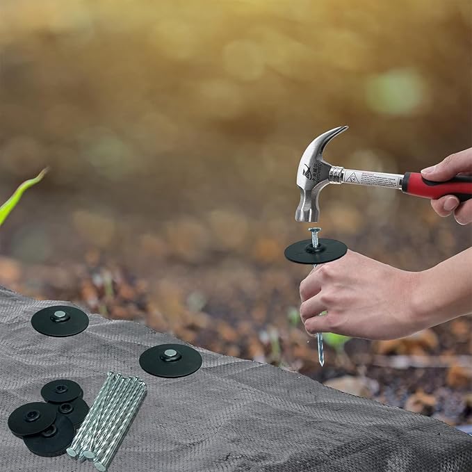 Garden Stakes with Gasket Spiral, 6in Galvanized Steel Turf Nails Garden Weed Barrier Stakes Staples for Fixing Landscape Fabric, Landscape Edging, Artificial Grass, Floor Mats, Etc (42 PC)