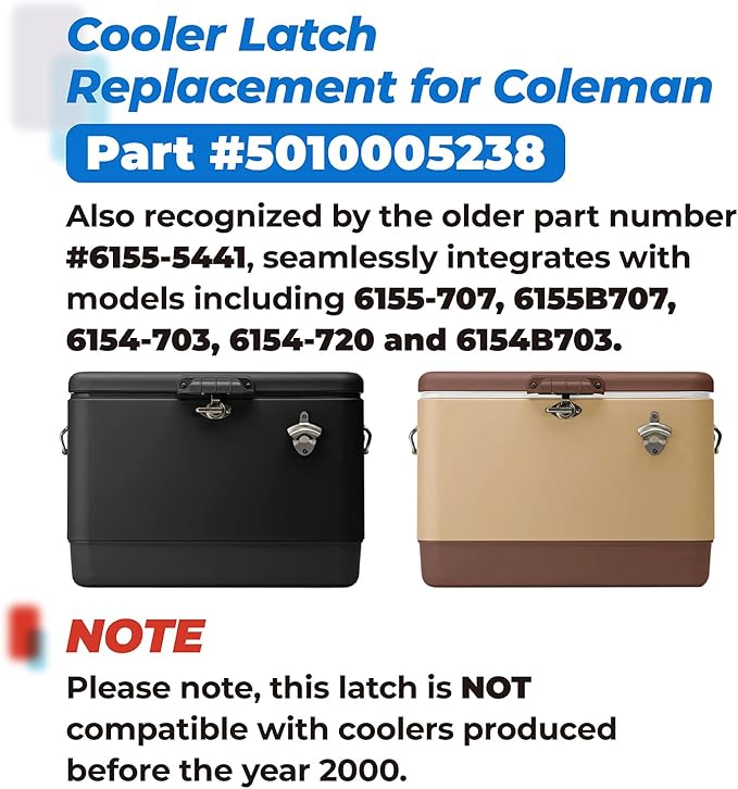 Cooler Steel Cam Latch Replacement for Coleman Camping Coolers Accessories, Cooler Latch Replacement Latch Part, Ice Chest Steel Cam Latch