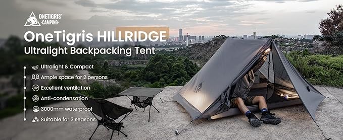 OneTigris HILLRIDGE Ultralight Backpacking Tent + Tent Poles
