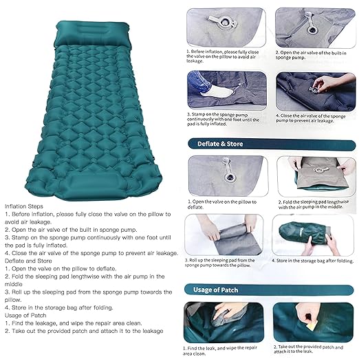 Camping Sleeping Pad,Ultralight Inflatable Sleeping Pad for Camping,Sleeping Pad for Comfortable Outdoor Sleeping Ideal for Camping, Hiking, and Backpacking
