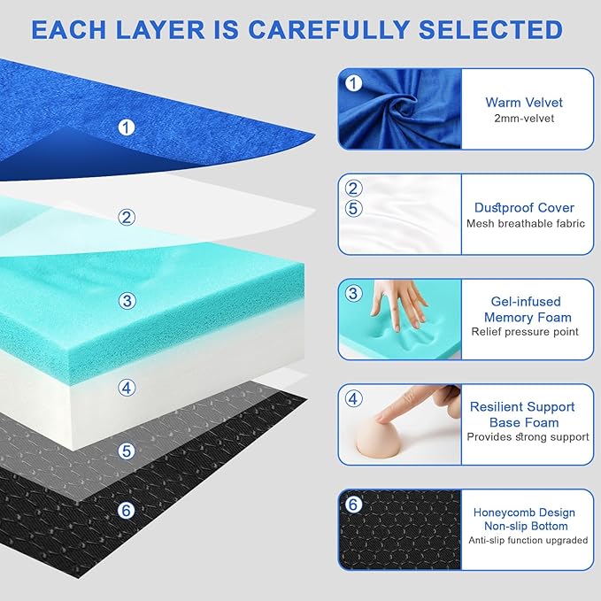 Single Memory Foam Camping Mattress pad, Thick Sleeping Mat for Adults with Waterproof and Non-Slip Bottom, Portable Roll Up Mattress for Sleepover Guest,Cot Pad for Car Camping