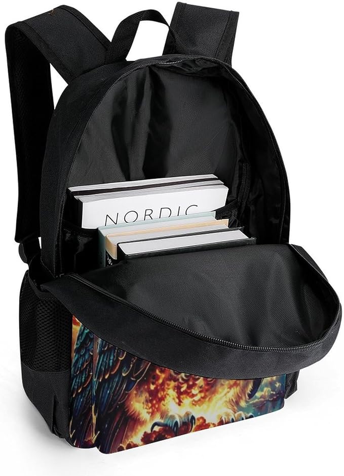 Polyester Daypack Backpack for Sports Travel Running, Big Capacity Anti-Theft Multipurpose Carry On Bag, Galaxy Nighthawk Owl Laptop Book Bag Rucksack
