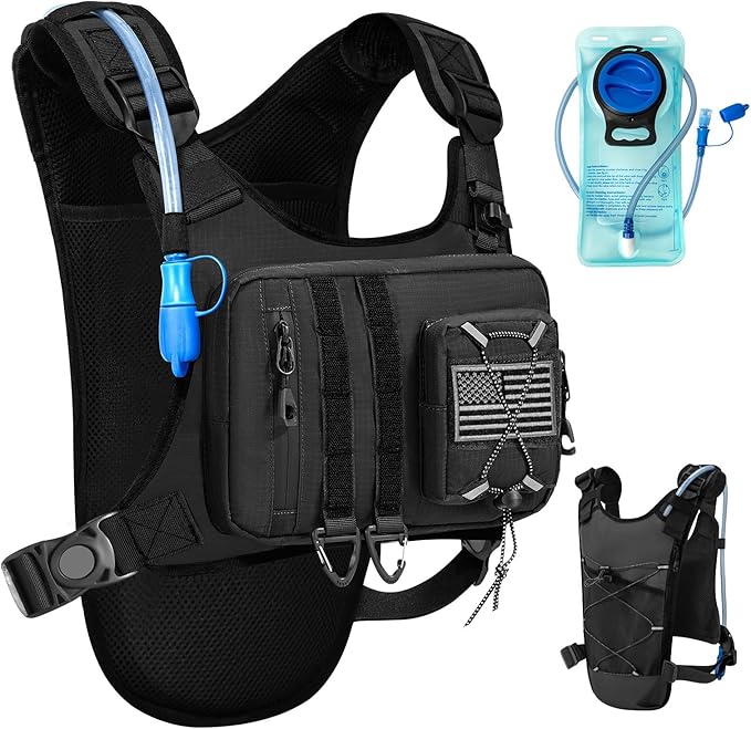 Outdoor Hydration Vest for Running & Hiking, Lightweight Breathable Water Backpack with 2.0L Bladder, Bounce-Free Chest Pack for Marathon, Cycling, Trekking for Men and Women