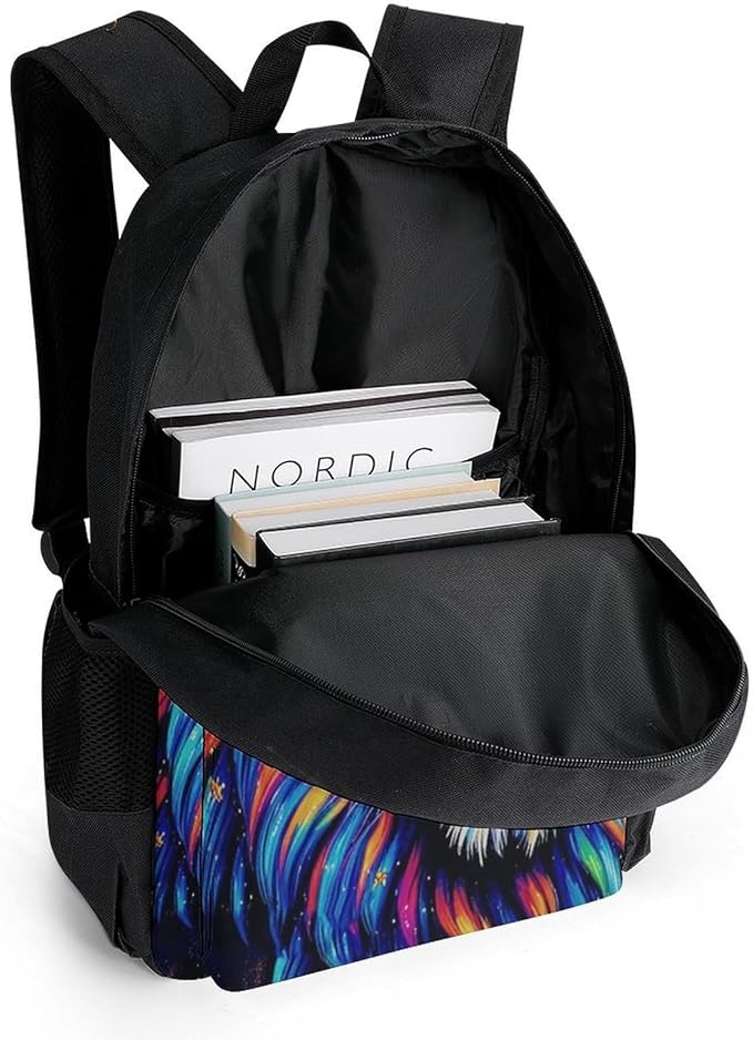 Daypack Lightweight Multipurpose Anti-Theft Galaxy Lion Art Shoulder Bag Large Capacity Laptop Book Bag Rucksack With Adjustable Shoulder Straps