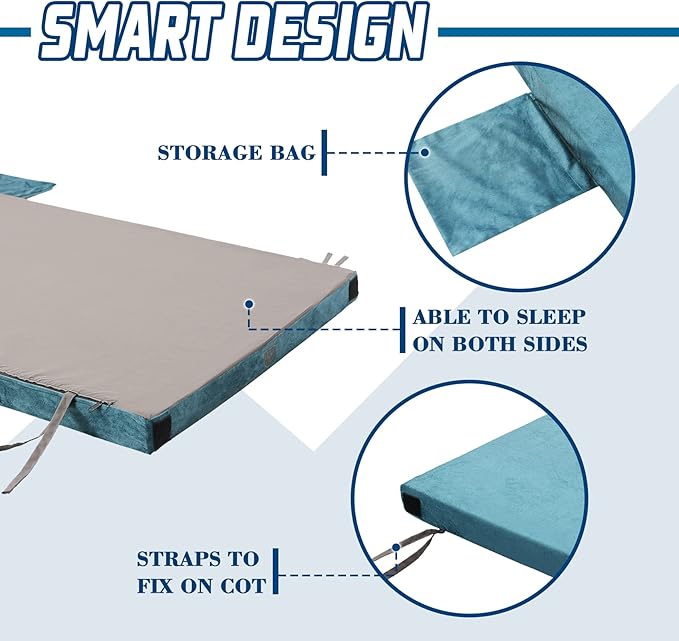 Foam Camping Mattress - Roll Up Sleeping Mat for Cot, Foam Sleeping Pad for Camping with Cover for Kids, Adults, Portable Camping Mat, Camping Pad for Bed, Car