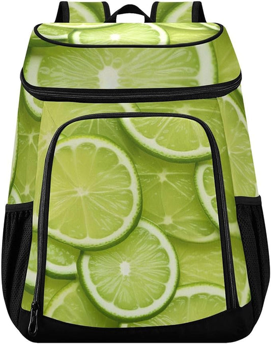 YETTASBIN Leakproof 36 Cans Cooler Backpack for Men Women - Lime Lemon Insulated Backpack Cooler Large Capacity Waterproof Lunch Bag for Hiking, Camping, Beach, Fishing, Work