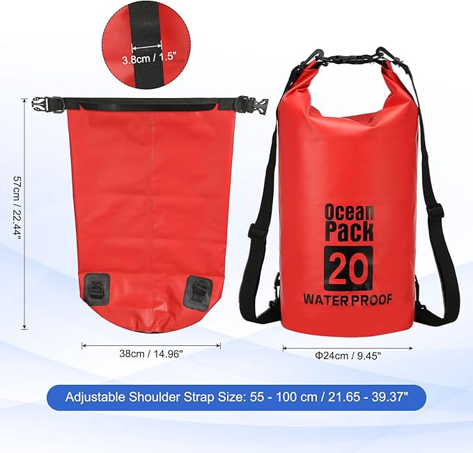 Waterproof Dry Bag, 20L Fit for Women Men Water Proof Bags Lightweight Dry Storage Floating Backpack with Whistle for Travel Backpacking Boating Kayaking Camping (Red)