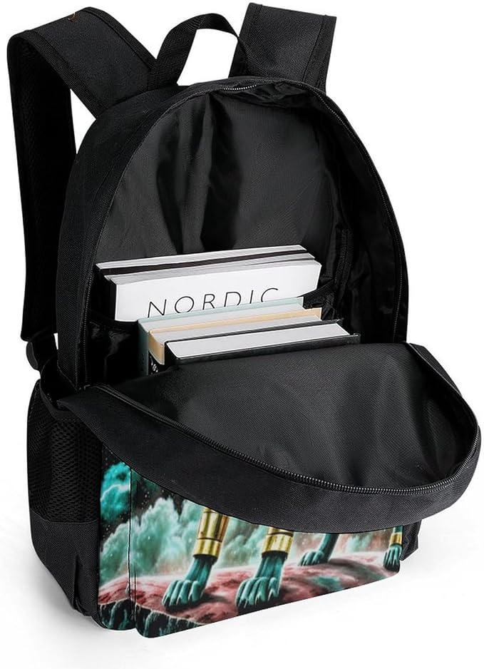 Lightweight Daypack Bookbag for Trekking Business Walking Cycling, Big Capacity Anti-Theft Multipurpose Carry On Bag, Mountain And Northern Light Wolves Psychedelic Business Computer Bag