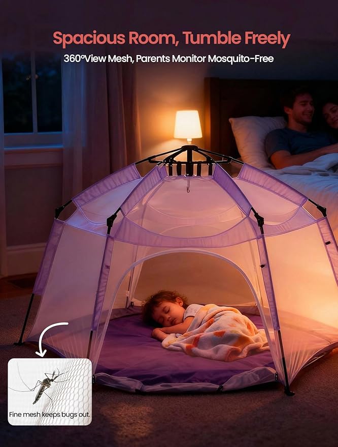 Porayhut Large Pop Up Play Tent for Kids, 78" Instant Toddler Playhouse with Removable Floor & UV50+ Sun Shade, 360° Mesh Mosquito-Free Tent for Indoor Outdoor Beach Backyard, Fits 4 Kids