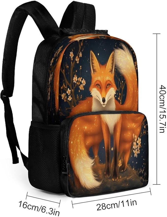 Backpack Polyester Multipurpose Anti-Theft Anime Fox Art Shoulder Bag Big Capacity Gym Outdoor Hiking Backpack With Padded Straps