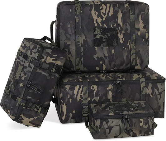 PETAC GEAR 4 PCS Tactical Modular Packing Cubes with Waterproof Material, Large Capacity Storage Bag, Easy Clean Outdoor Travel Organize Storage Pouches Bags (MCBK)