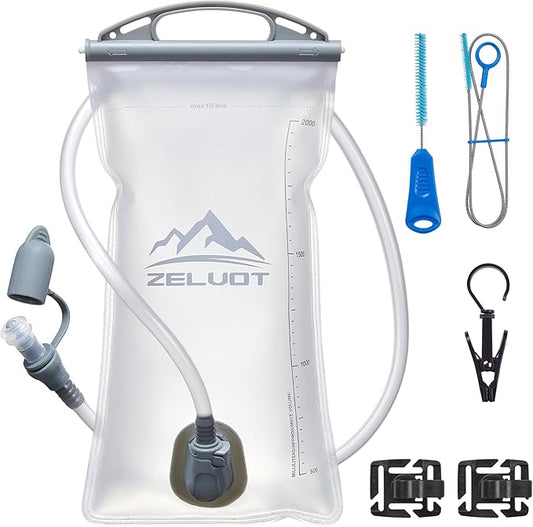 2L-3L Hydration Bladder Kit, 6 in 1 Water Bladder for Hiking Backpack, BPA Free Leakproof Water Storage Bladder with Cleaning Kit, Water Pouch Hydration Pack