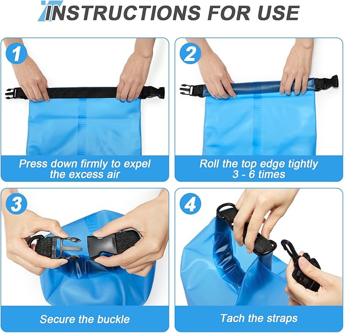 Dry Bags for Kayaking Waterproof, 5L/10L Dry Storage Bag, Roll Top Wet Bag for Swimming, Boating, Fishing,Camping & Beach