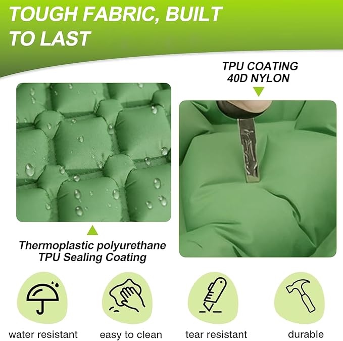 Self-Inflating Sleeping Pad for Camping with Built-in Foot Pump & Pillow - Inflatable Camping Mat, Ultralight Air Mattress for Backpacking, Hiking, Travel, Tent, Beach