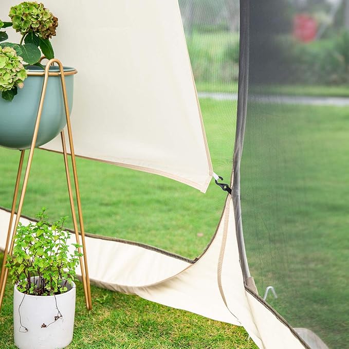 Alvantor Pop Up Bubble Tent - 10’ x 10’ Instant Igloo Tent - 4-6 Person Screen House for Patios - Large Oversize Weather Proof Pod - Cold Protection Camping Tent - Beige