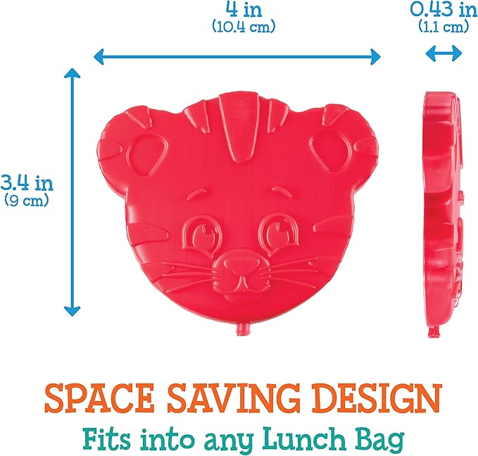 Daniel Tiger Reusable Hard Ice 3 Pack- Slim Lightweight Design, Cool Thin Freezer Packs Keeps Food Cold for Longer- Easily Fits Inside Kids School Lunch Box Bento or Insulated Bag