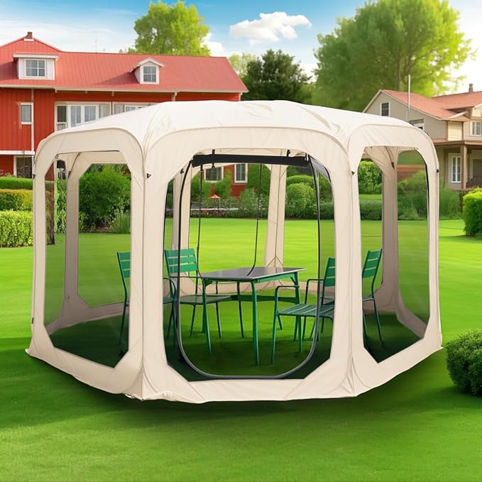 Screen House Tent Portable Canopy with Floor Mosquito Net Outdoor Room Perfect for Patio Backyard Gazebo Picnic Mesh.