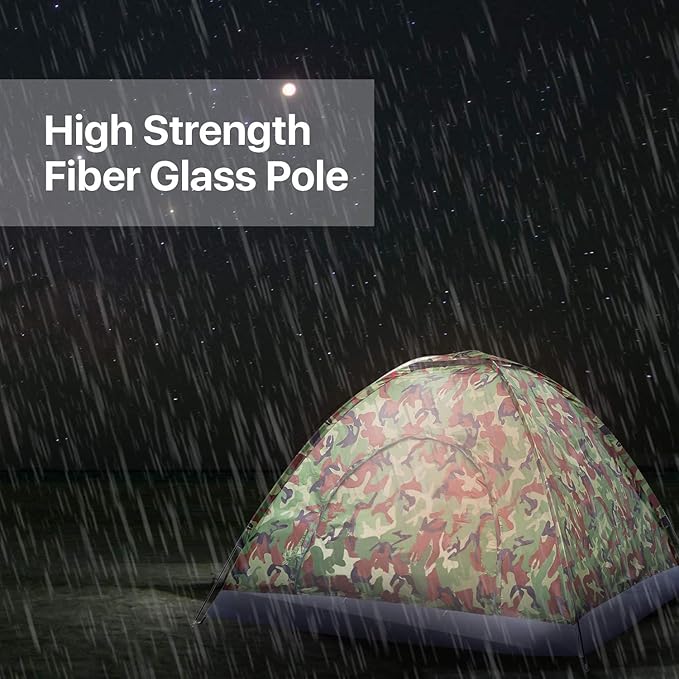 Flexzion 4 Person Camping Tent, Camouflage - Large Waterproof Lightweight Family Tent with Portable Carrying Bag, Ventilation Window Mesh, Easy Setup for Trekking Hiking Hunting